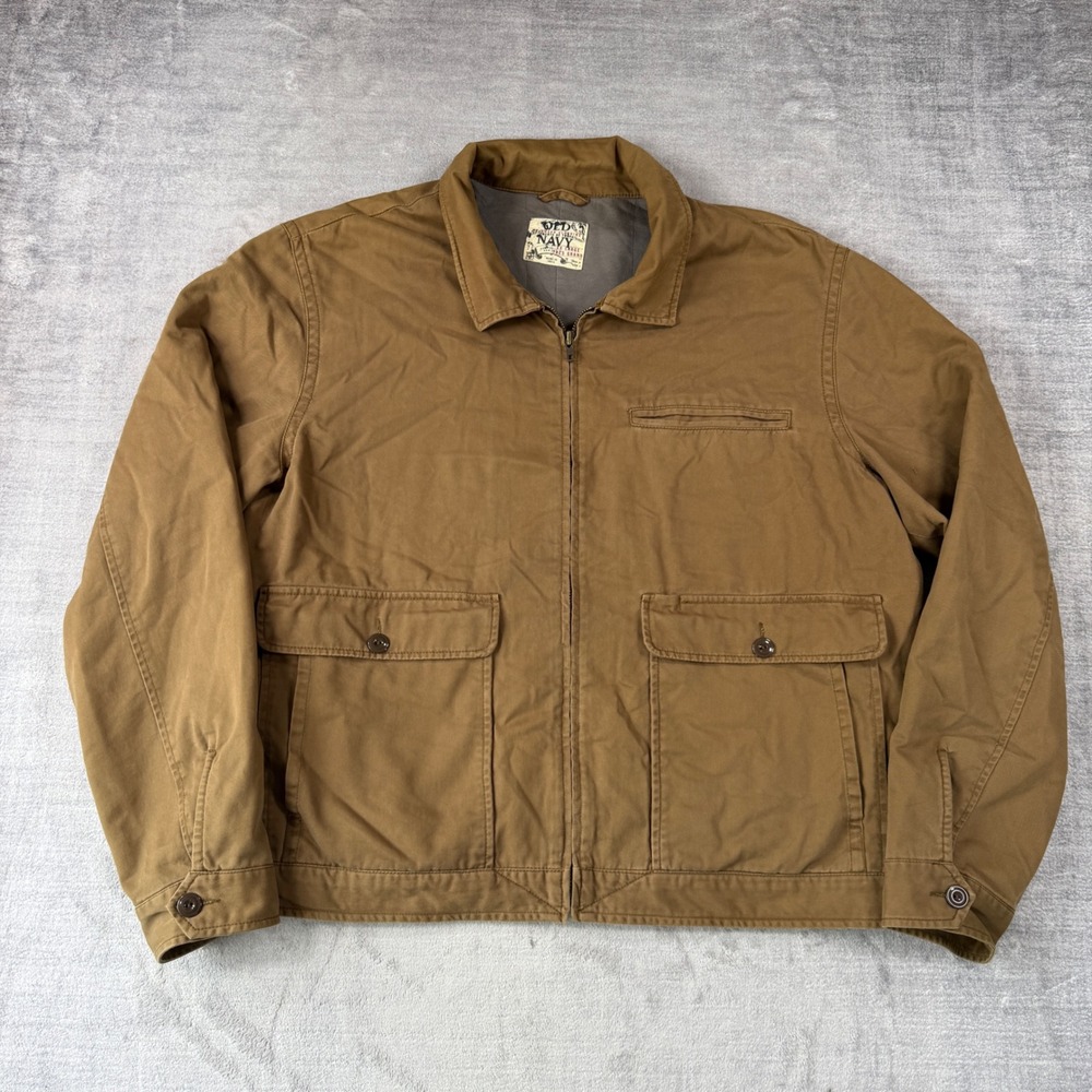Old Navy Jacket Mens 2XL Tan Brown Lightweight Utility Mechanics Boxy Y2K